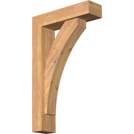 Ekena Millwork Thorton Block Smooth Bracket w/ Offset Brace, Western Red Cedar, 5 1/2"W x 20"D x 32"H BKT0604X20X32THR05SWR